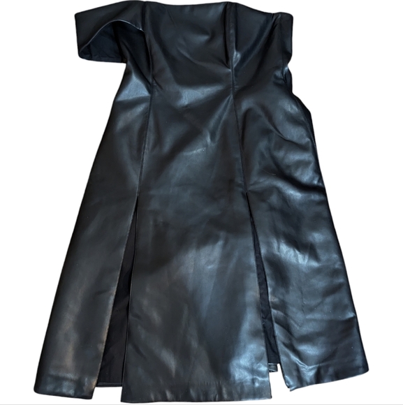 ISRAELLA KOBLA Simphi One-Shoulder Faux Leather Dress Black ...Size 14 - Picture 7 of 11